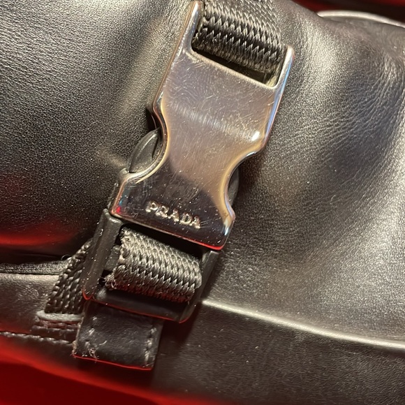 PRADA MENS’ BLACK LEATHER SLIP ON SHOES WITH BUCKLE (6.5) - Picture 10 of 13